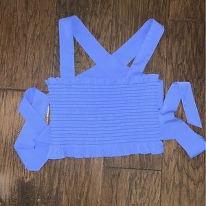 Et Clet Blue Crop Tie Top